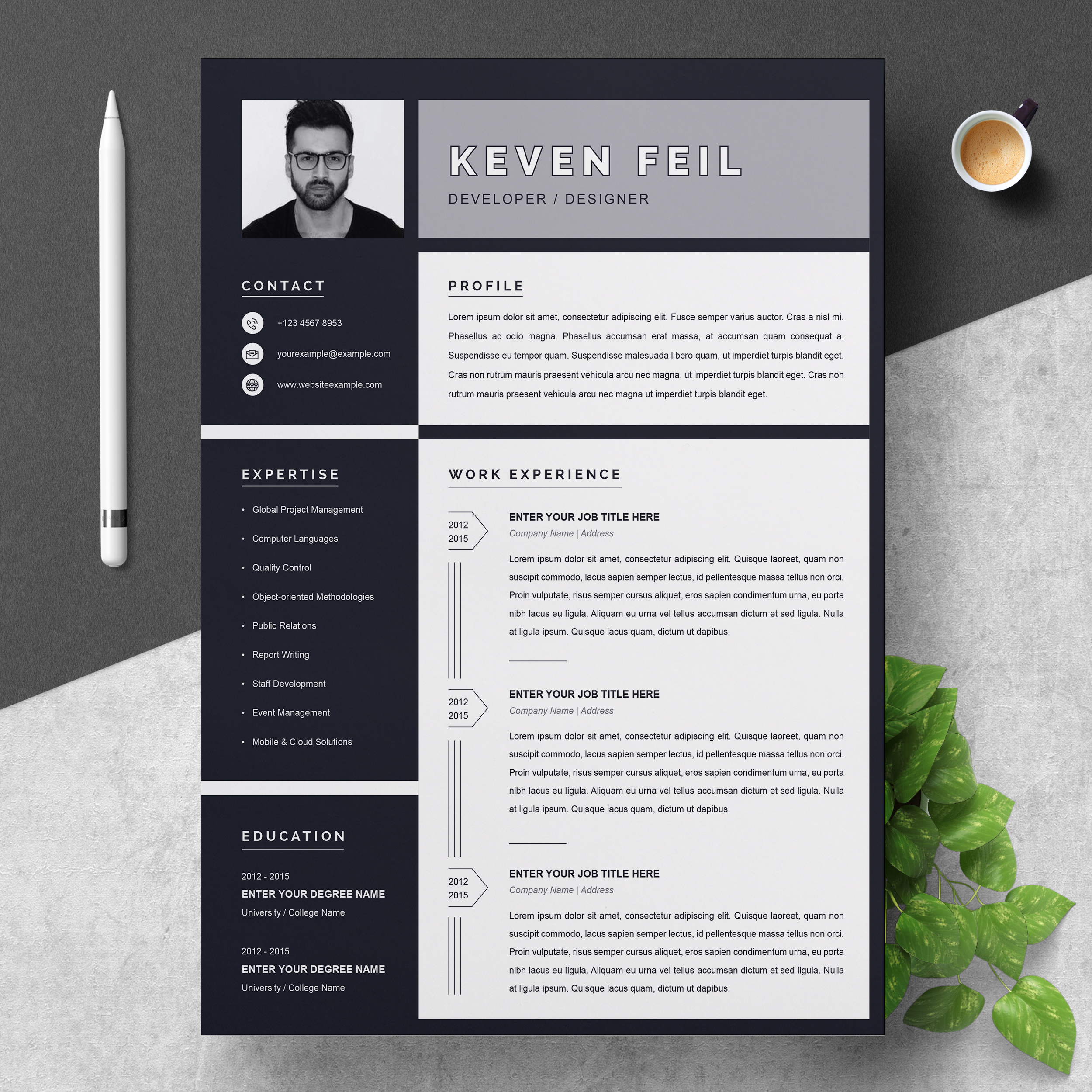 Resume Cv Template Black White Free Resumes Templates Pixelify Net