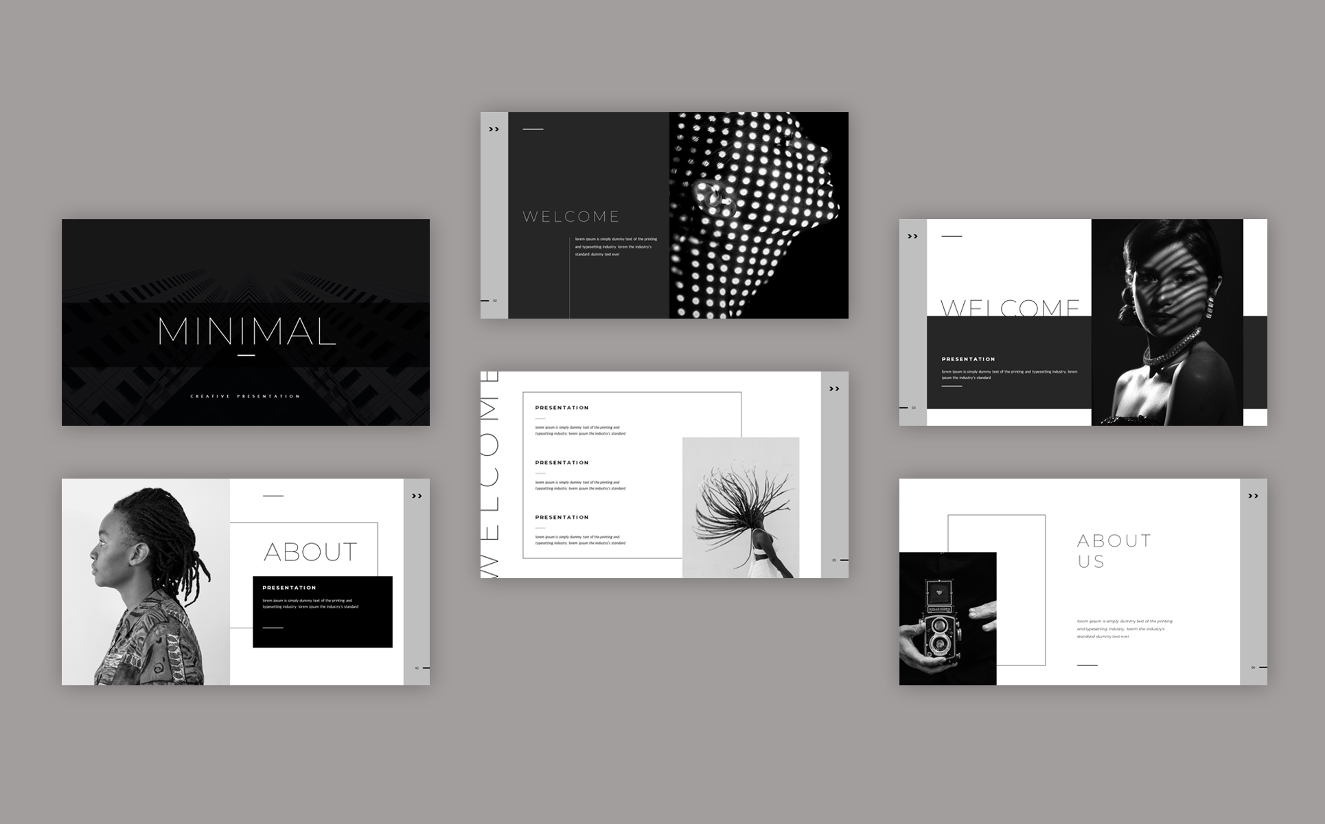 simple black and white presentation template